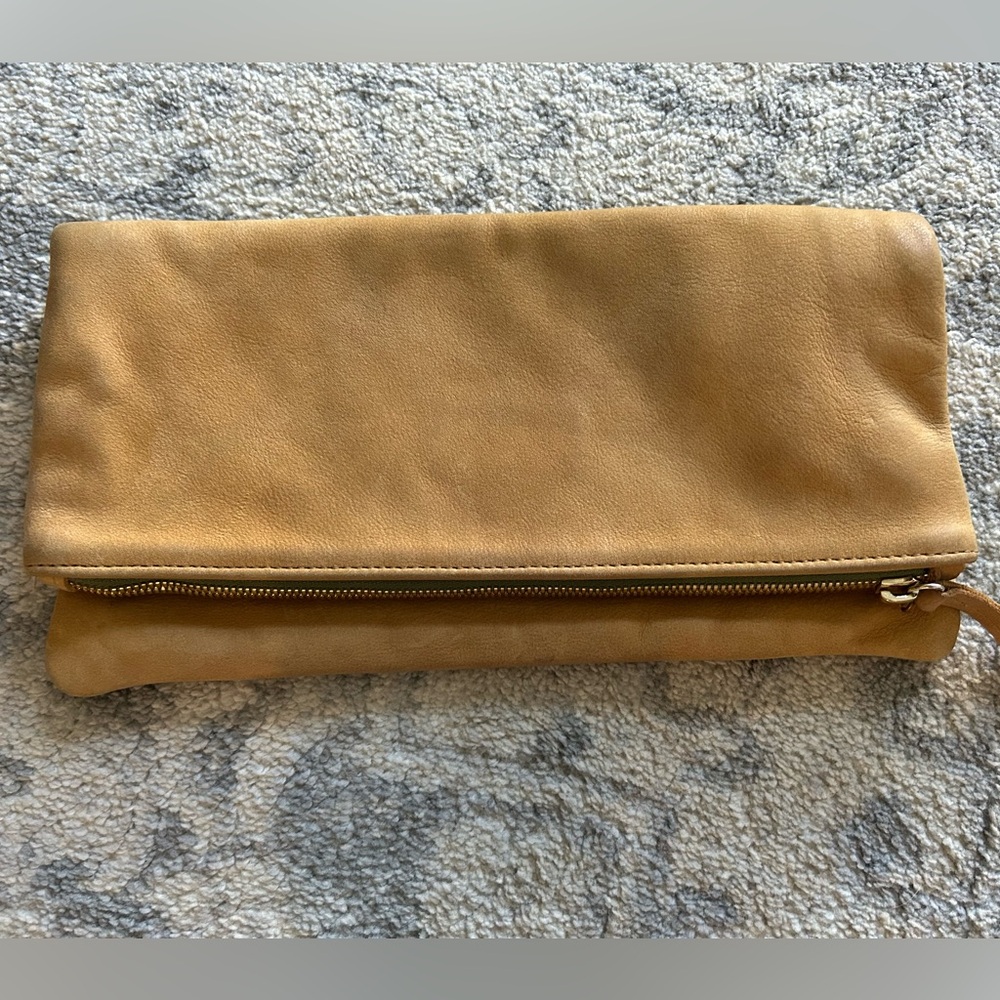 Clare Vivier Tan Soft Suede Clutch